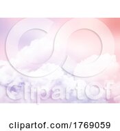 Abstract Sky Background With Sugar Cotton Pink Clouds
