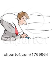Poster, Art Print Of Cartoon Happy Business Man Drawing The Bottom Line