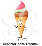 Waffle Ice Cream Cone Mascot by Vector Tradition SM