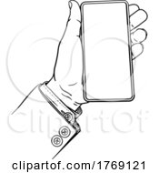 Poster, Art Print Of Business Suit Vintage Hand Holding Mobile Phone