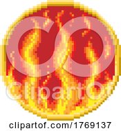 Poster, Art Print Of Fire Flame 4 Elements Zodiac Pixel Art Sign