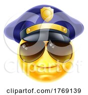Poster, Art Print Of Happy Policeman Emoticon Emoji Face Cartoon Icon