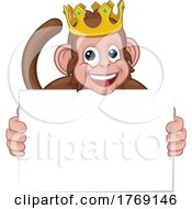 Monkey King Crown Cartoon Animal Holding Sign