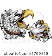 Poster, Art Print Of Bald Eagle Hawk Ripping Claw Baseball Ball Mascot