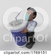 3D Cartoon Business Character In Face Mask