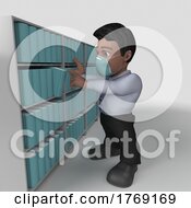 Poster, Art Print Of 3d Cartoon Business Character In Face Mask