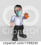 3D Cartoon Business Character In Face Mask