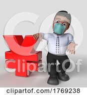 Poster, Art Print Of 3d Cartoon Business Character In Face Mask