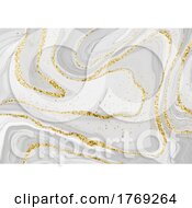 Poster, Art Print Of Decorative Liquid Marble Background With Gold Glitter