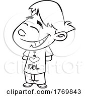 Poster, Art Print Of Cartoon Black And White Boy With An I Love Esl Shirt