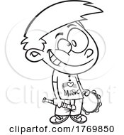 Poster, Art Print Of Cartoon Black And White Boy With An I Love Music Shirt