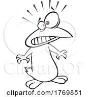 Poster, Art Print Of Cartoon Black And White Scared Penguin