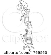 Poster, Art Print Of Cartoon Black And White Boy Reaching From A Tall Stack