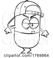 Cartoon Black And White Tough Pill With Clenched Fists