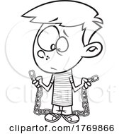 Cartoon Black And White Boy With A Weak Link