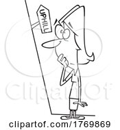 Cartoon Black And White Woman Facing All Uphill