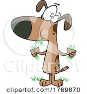 Poster, Art Print Of Cartoon Dog Munching On Grass