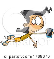 Cartoon Girl Enjoying Fast Cellular