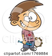 Cartoon Boy With An I Love Music Shirt