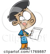 Poster, Art Print Of Cartoon Boy Writing A Resolutions List