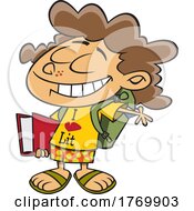 Cartoon Girl Wearing An I Love Lit Shirt