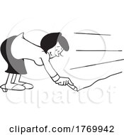 Poster, Art Print Of Cartoon Black And White Woman Drawing The Bottom Line