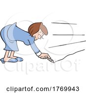 Poster, Art Print Of Cartoon White Woman Drawing The Bottom Line