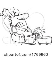 Cartoon Black And White Man Resting His Wart Covered Foot
