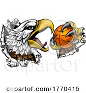 Poster, Art Print Of Bald Eagle Hawk Ripping Basketball Ball Mascot