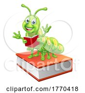 Poster, Art Print Of Bookworm Worm Caterpillar On Book Reading