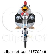 3d Chubby White Business Chicken Biker Riding A Chopper Motorcycle On A White Background