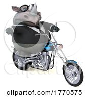 3d Business Rhinoceros Biker Riding A Chopper Motorcycle On A White Background