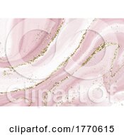 Poster, Art Print Of Decorative Pink Liquid Marble Design With Gold Glitter
