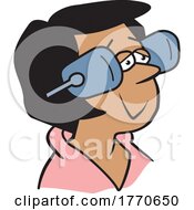 Cartoon Happy Woman Wearing Blinders