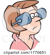 Cartoon Woman Wearing Blinders