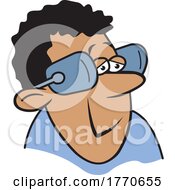 Cartoon Happy Man Wearing Blinders