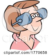 Poster, Art Print Of Cartoon Happy Woman Wearing Blinders