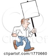 Cartoon Guy Carrying A Blank Sign