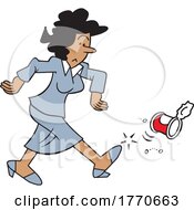 Cartoon Woman Kicking The Can