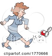 Cartoon Lady Kicking The Can