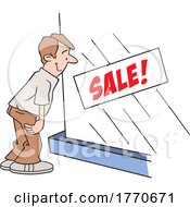 Cartoon Guy Looking At A Sale Window