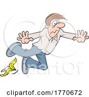 Cartoon Guy Slipping On A Banana