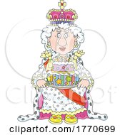Cartoon Queen Holding A Birthday Cake by Alex Bannykh