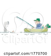 Poster, Art Print Of Cartoon Man Fishing And Being Watched By A Submarine Periscope