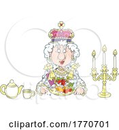 Cartoon Queen Eating British Yorkshire Pudding by Alex Bannykh
