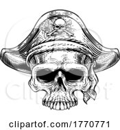 Pirate Skull Skeleton Grim Reaper Mascot Woodcut