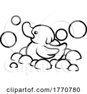 Poster, Art Print Of Black And White Duck And Bubbles