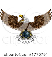 Poster, Art Print Of Bald Eagle Hawk Flying Bowling Ball Claw Mascot