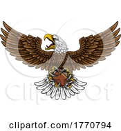 Poster, Art Print Of Bald Eagle Hawk Flying American Football Mascot
