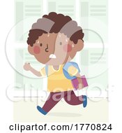 Poster, Art Print Of School Boy Running Late To Class